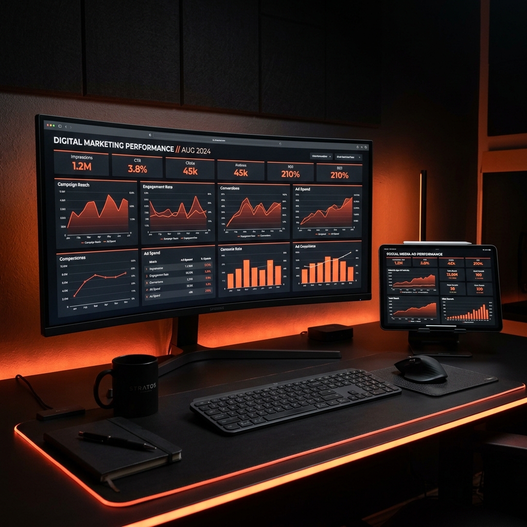 A marketing performance dashboard showing campaign metrics